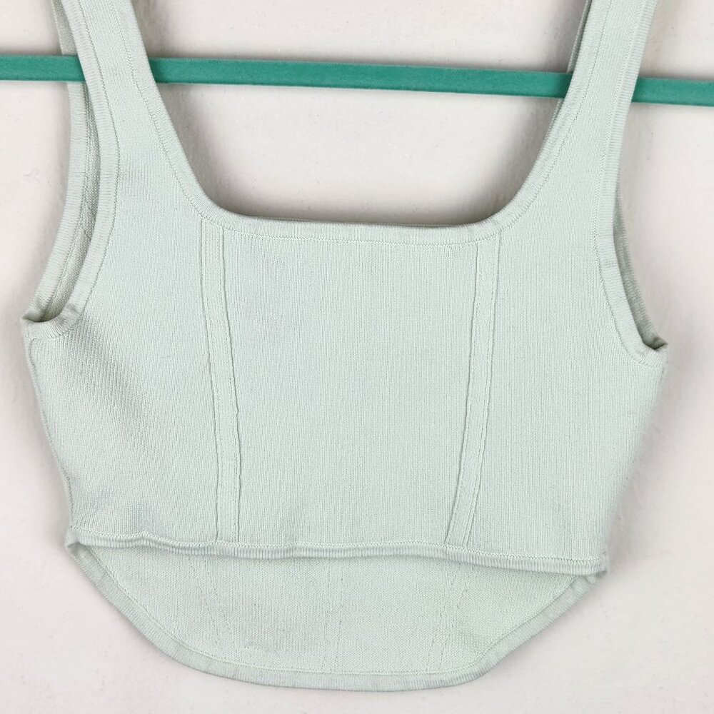 Aritzia Babaton Sculpt Knit Square Neck Bustier Crop Tank Top sz S - Picture 4 of 9